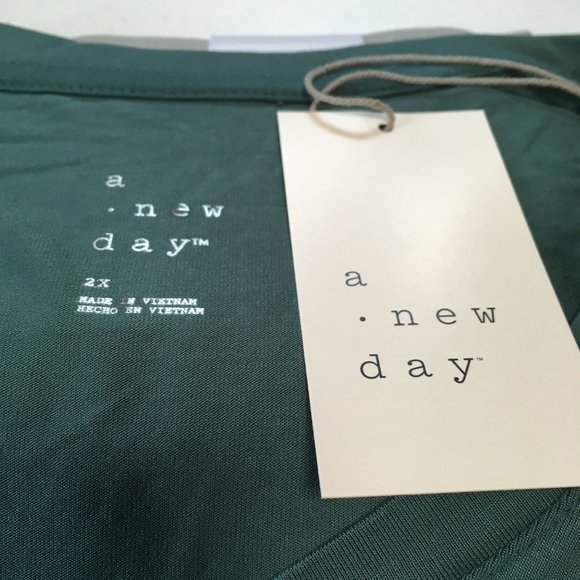 NWT A New Day V Neck Short Sleeve Top - Teal - Size 2X - Picture 4 of 5